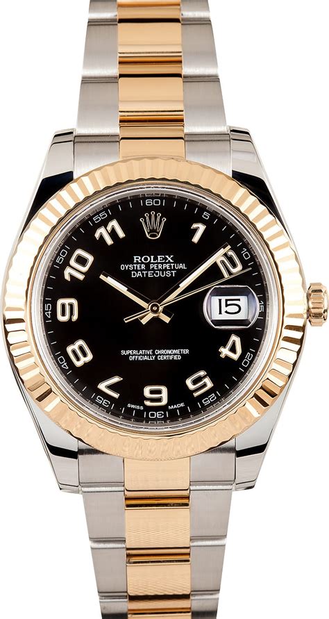 rolex datejust ii bp ss rg black stick marker|rolex 116333.